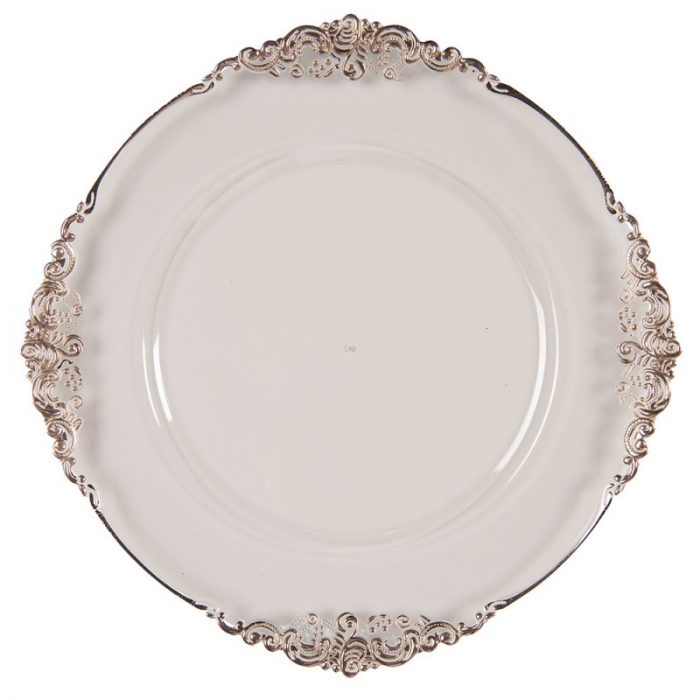 Sous-assiette transparente avec de la dorure