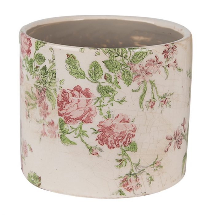 Pot de fleurs rond avec des roses