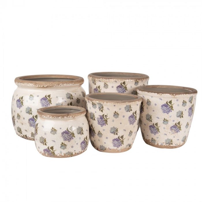 Pot rond fleurs bleues – Image 3
