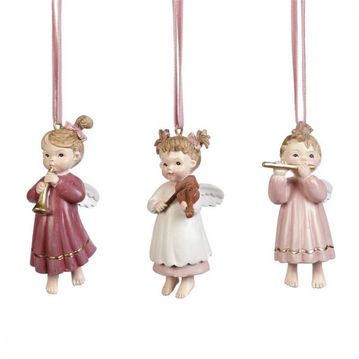 Lot de 3 anges roses