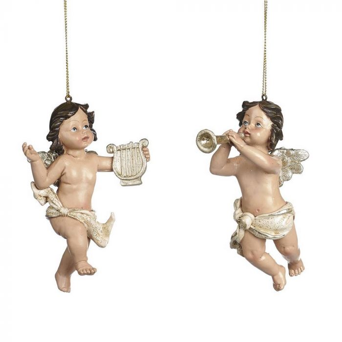 Lot de deux chérubins musiciens