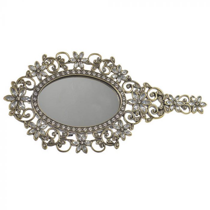 Miroir à main pierres