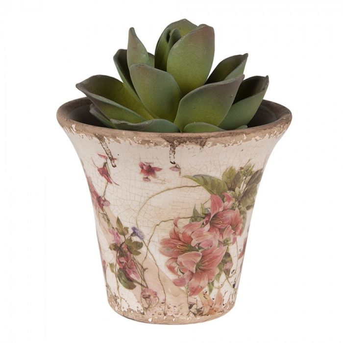 Pot au décor floral rose – Image 2
