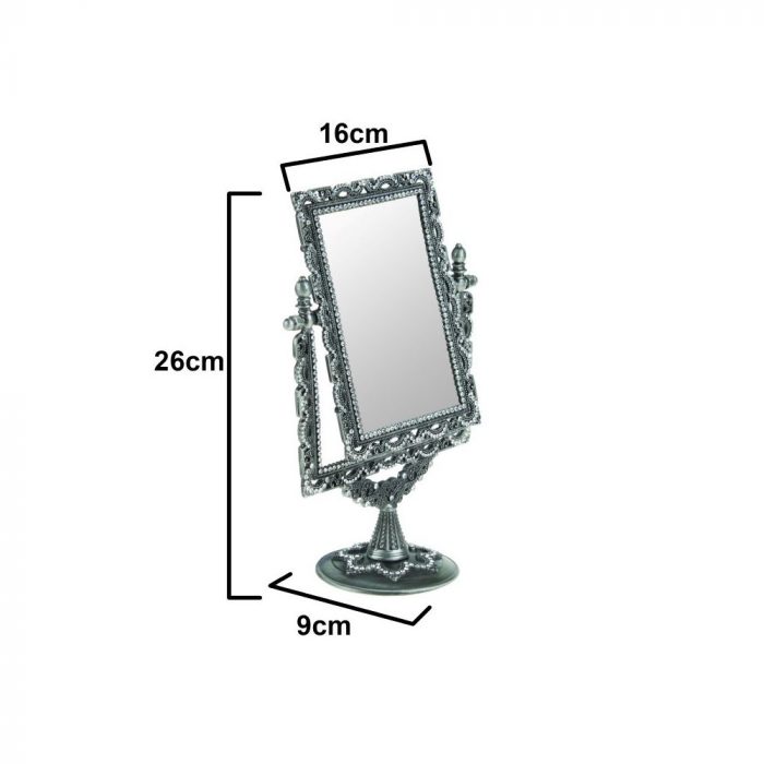 Miroir sur pied argenté avec strass – Image 2
