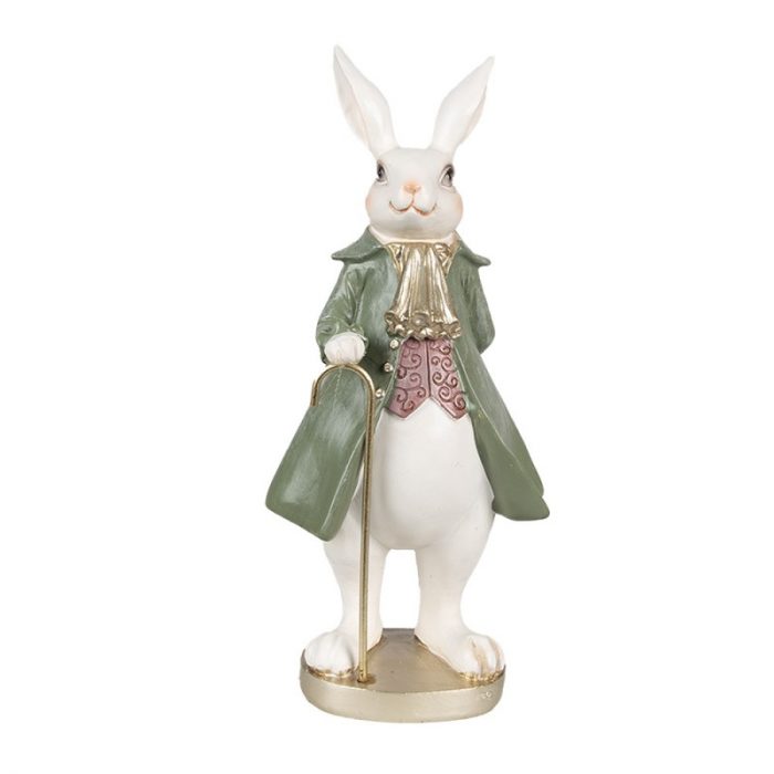 Lapin décoratif veste verte
