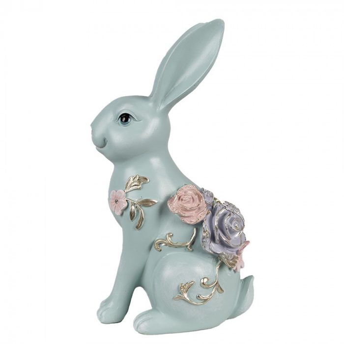 Lapin bleu en résine – Image 2