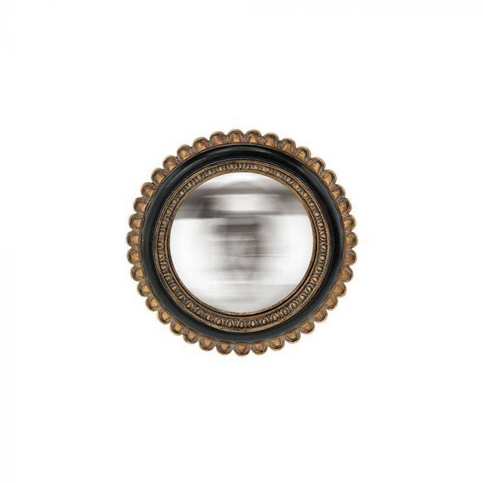 Miroir convexe fleur noir doré