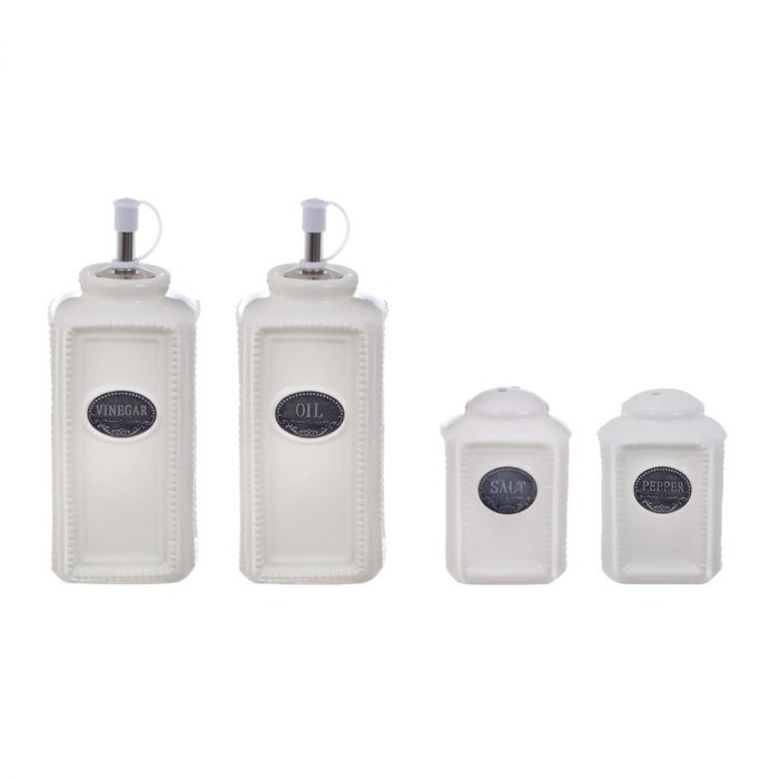 Set de 4 pièces vinaigre huile sel poivre