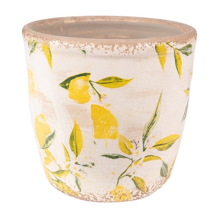 Pot de fleurs citron jaune