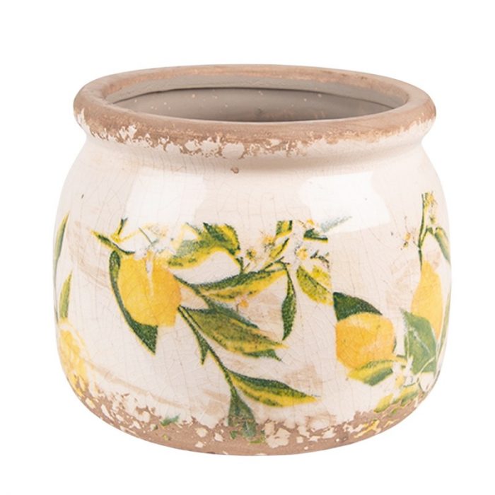 Pot de fleurs rond imprimé de citrons