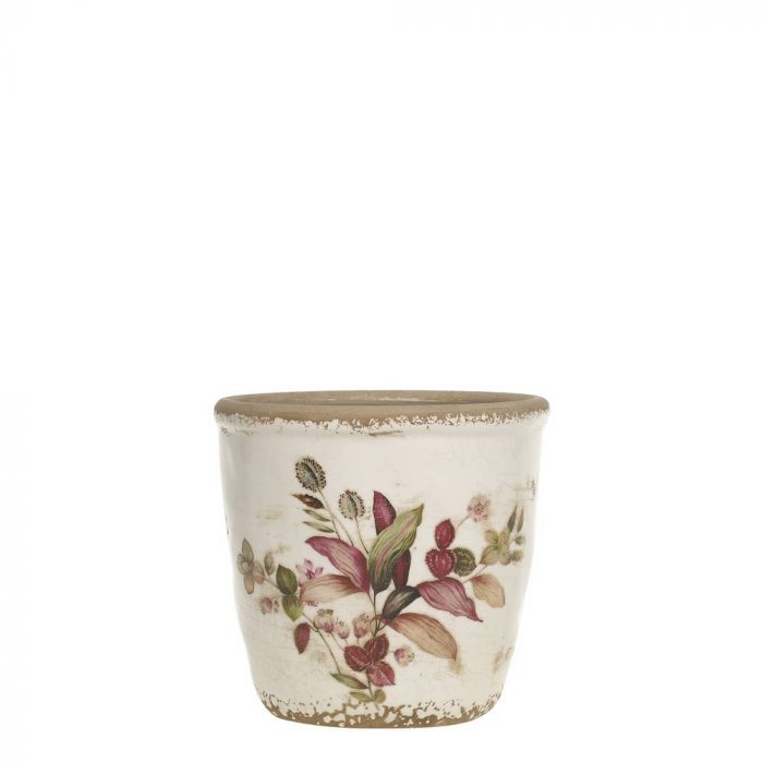 Cache-pot fleurs bordeaux