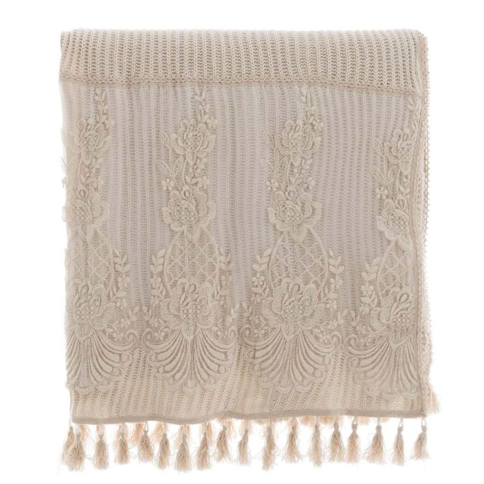 Foulard écru avec dentelle