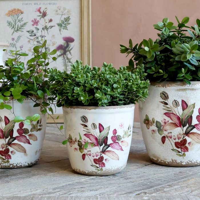 Cache-pot fleurs bordeaux – Image 2