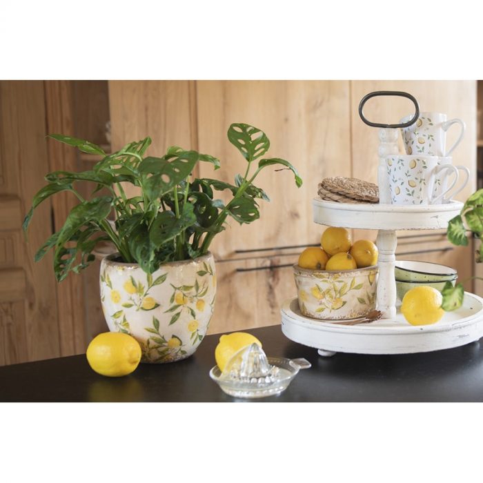 Pot de fleurs rond imprimé de citrons – Image 3