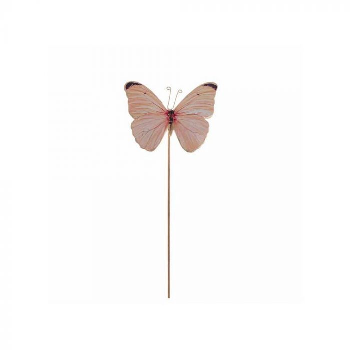 Papillon orangé en métal sur tuteur