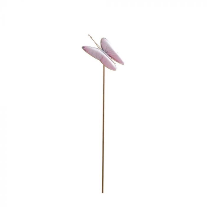 Papillon rose en métal sur tuteur – Image 2