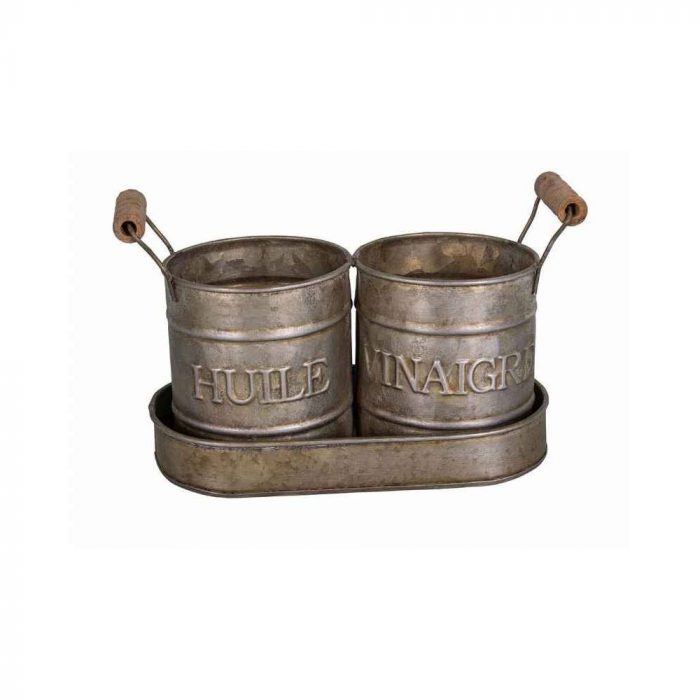 Porte huile et vinaigre zinc