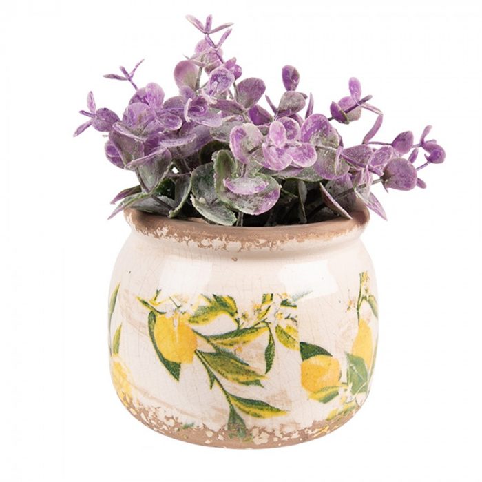 Pot de fleurs rond imprimé de citrons – Image 2