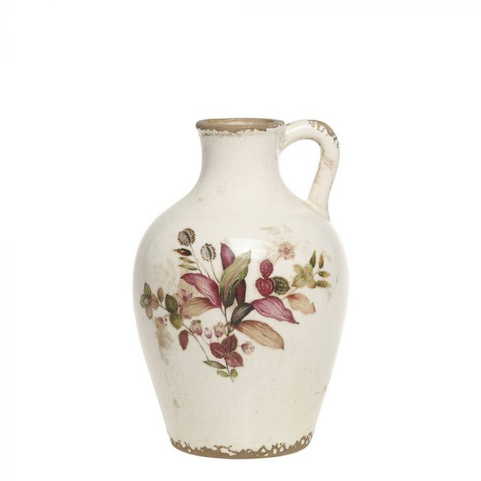 Vase en céramique fleurs bordeaux