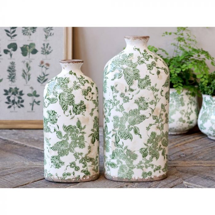 Bouteille décor floral olive – Image 2