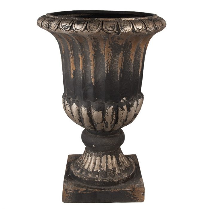 Pot de fleurs patiné noir