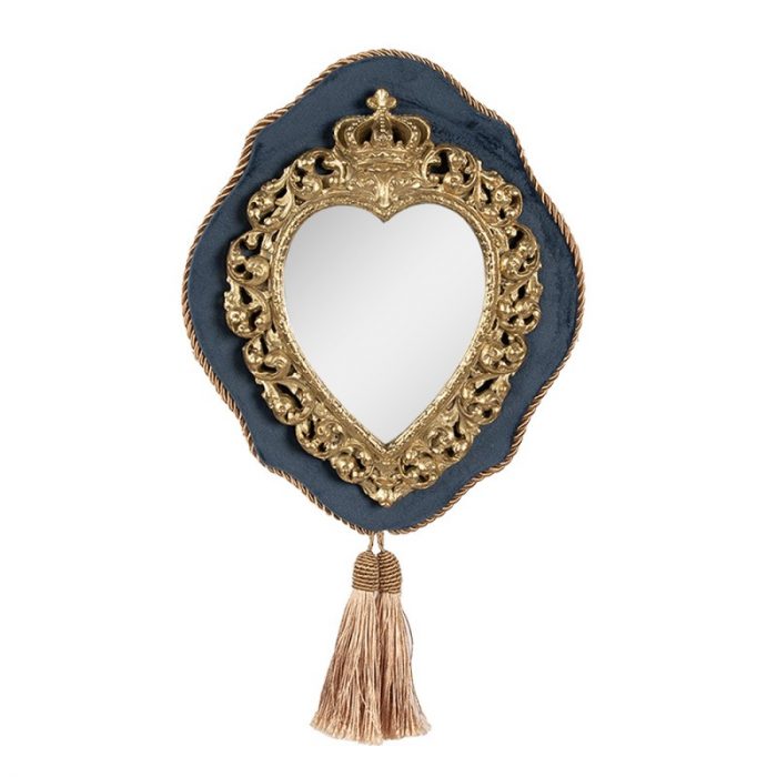 Miroir coeur sur velours bleu
