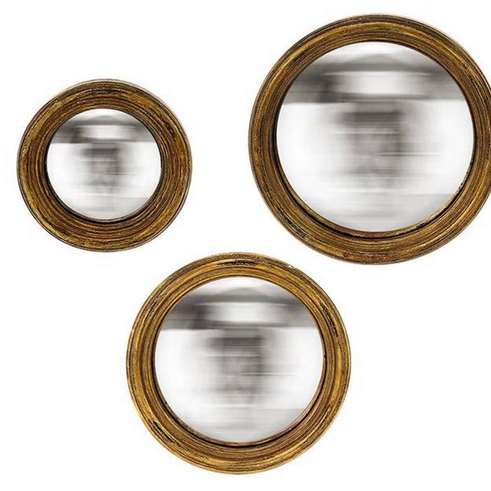 Lot de trois petits miroirs dorés