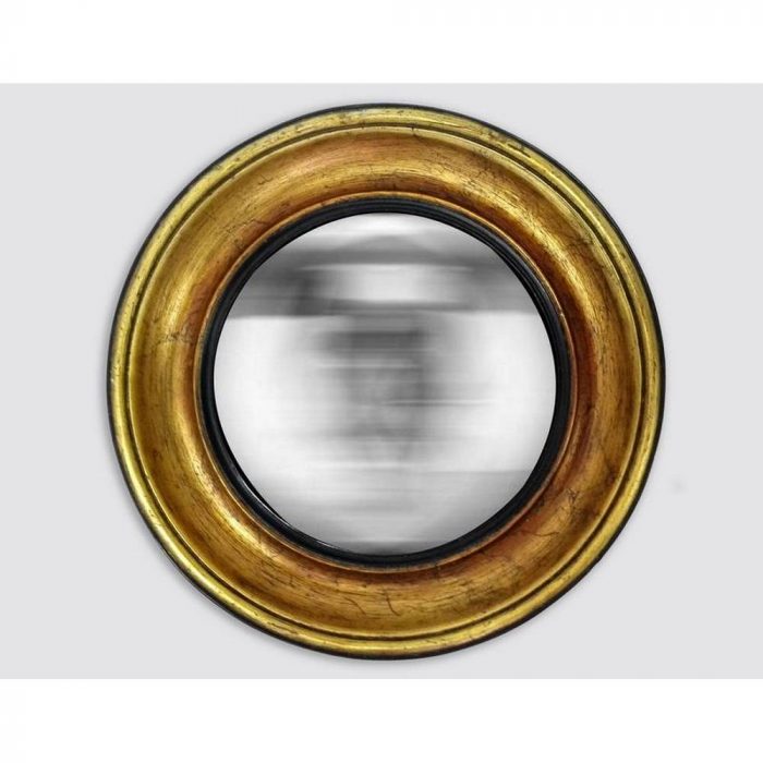 Miroir rond doré convexe