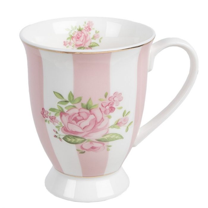 Mug rose à rayures
