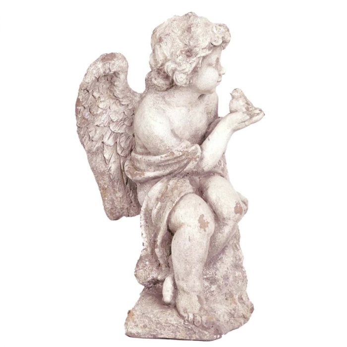 Ange en résine avec son oiseau