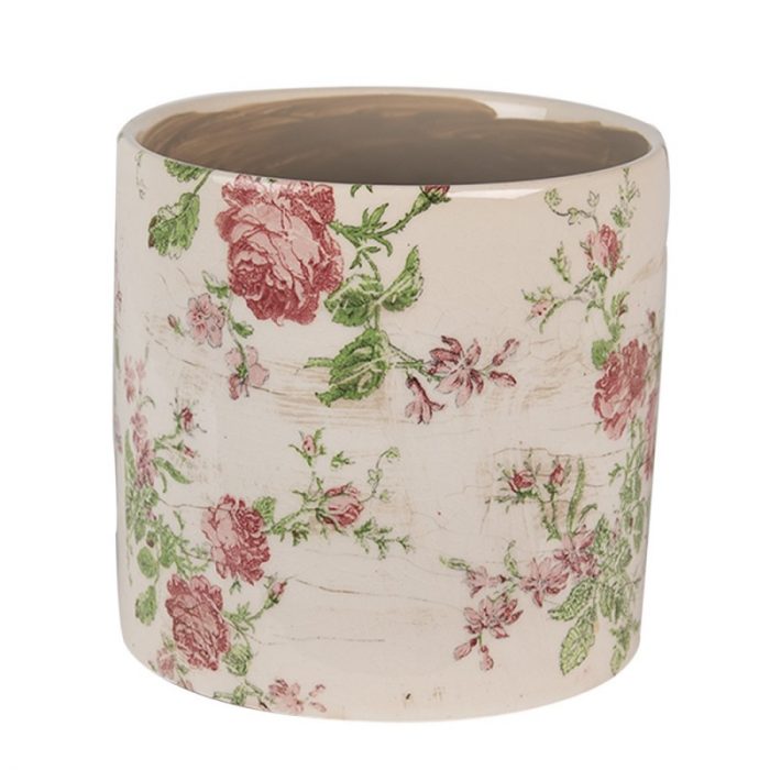 Pot de fleurs céramique roses