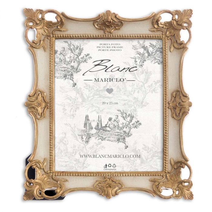 Cadre photo baroque crème et doré