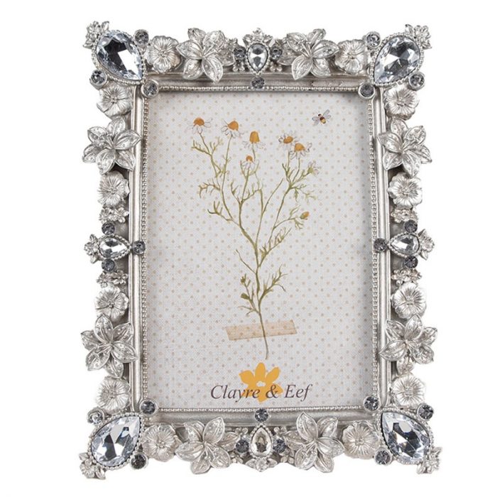 Cadre photo argent fleurs