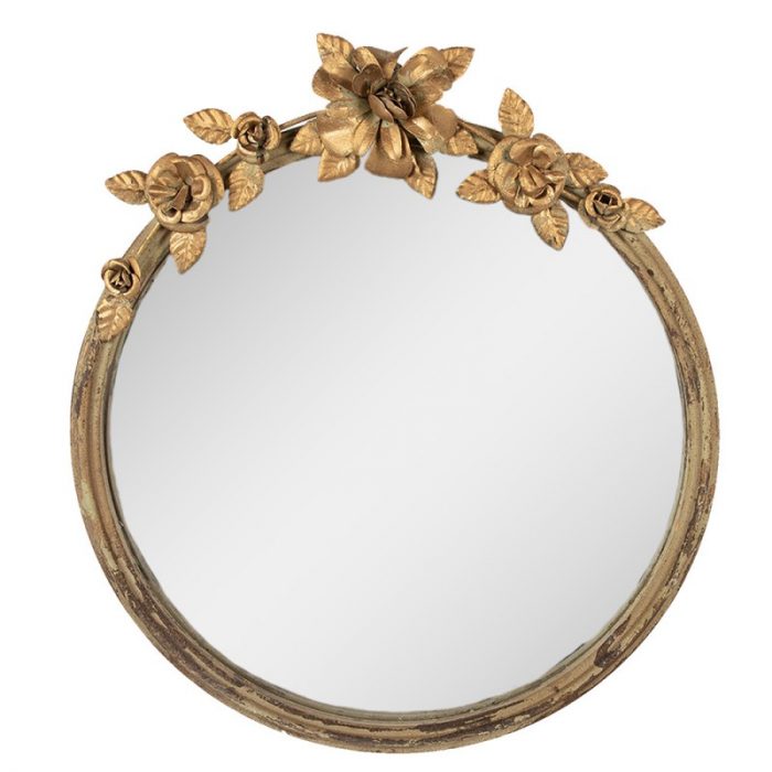 Miroir rond en métal fleurs