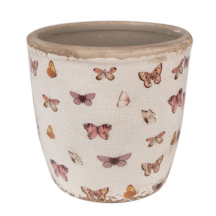 Pot de fleurs céramique papillons