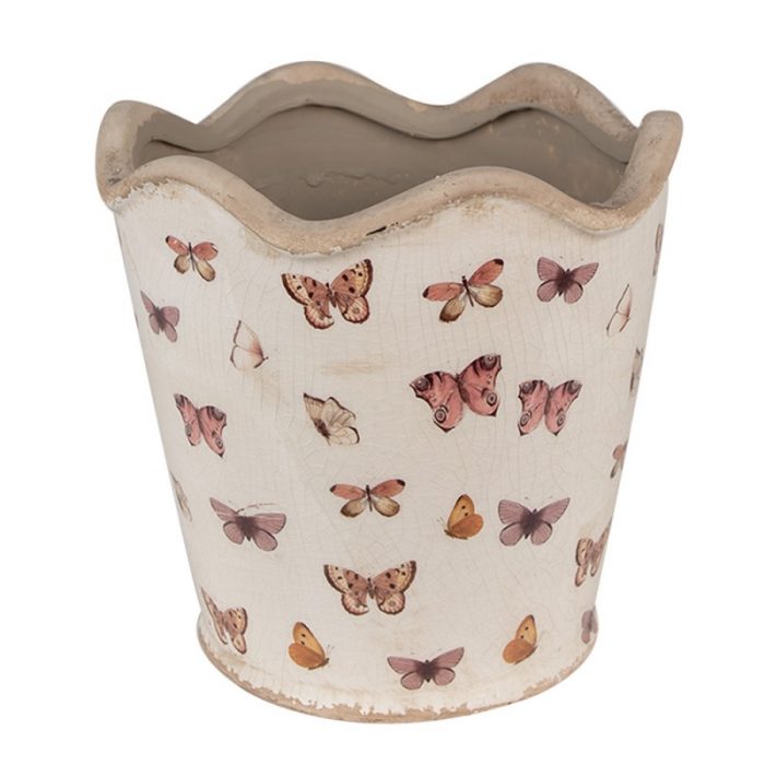 Pot de fleurs en céramique papillons