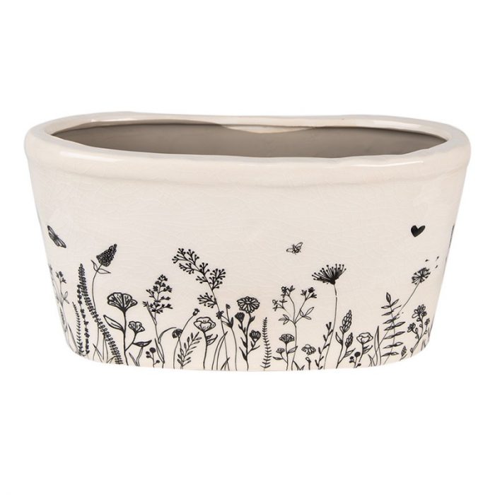 Pot de fleurs noir et beige