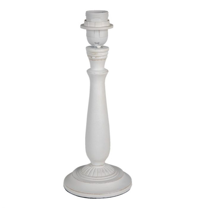 Pied de lampe en bois patiné blanc