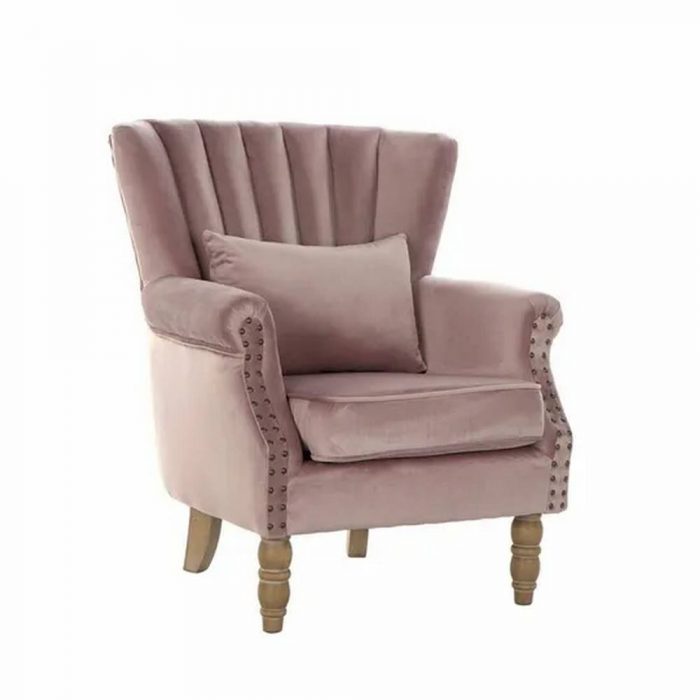 Fauteuil en velours rose