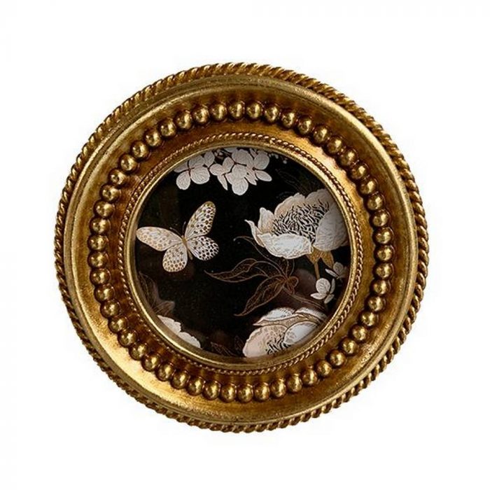 Cadre rond doré perles