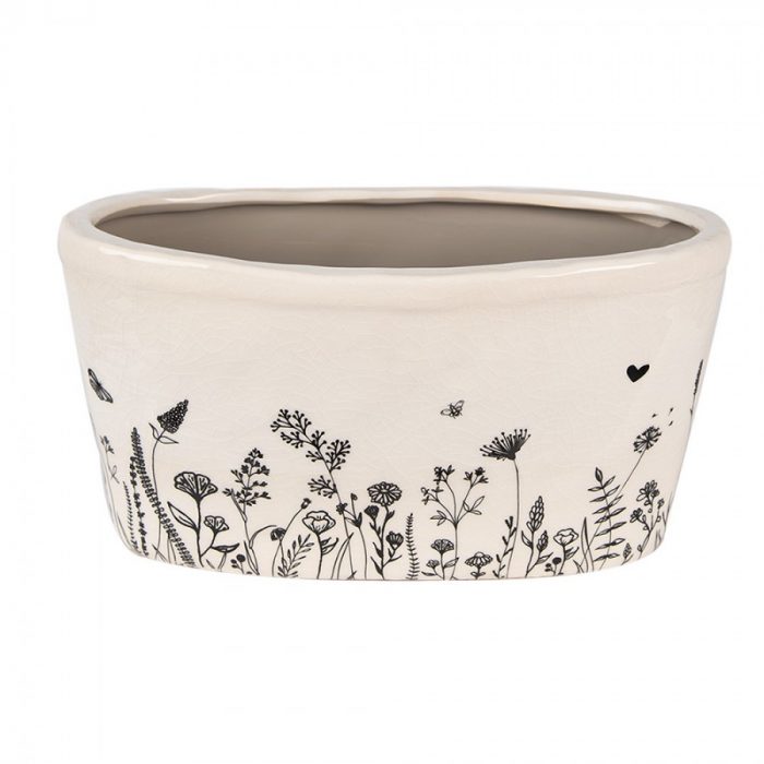 Pot de fleurs noir et beige – Image 3