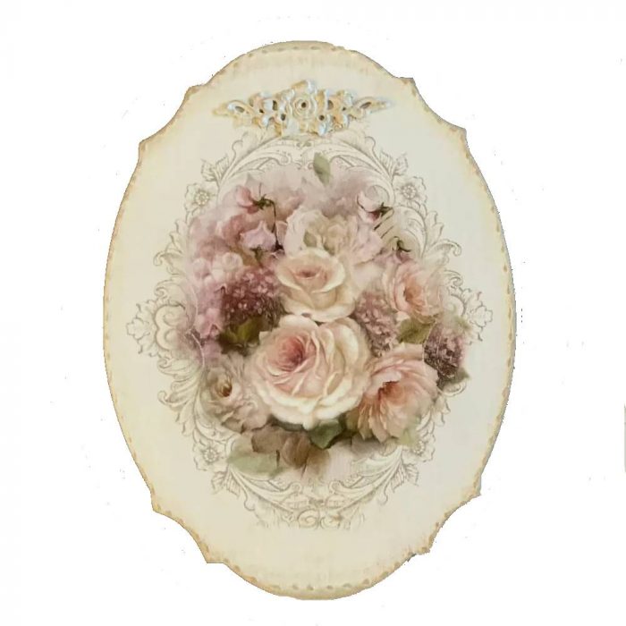 Tableau ovale avec des roses