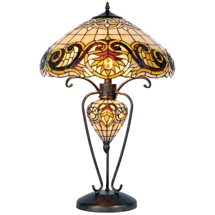Lampe Tiffany en verre et métal