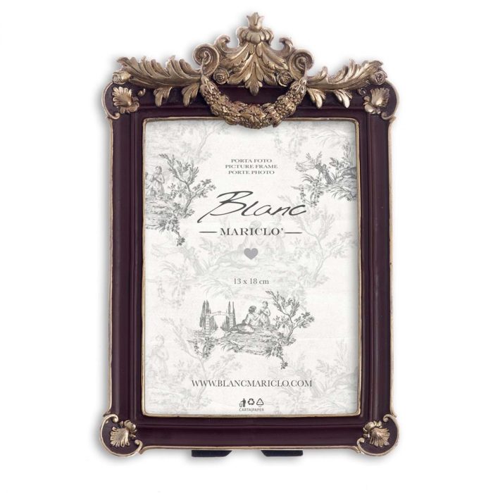 Cadre photo baroque marron et doré