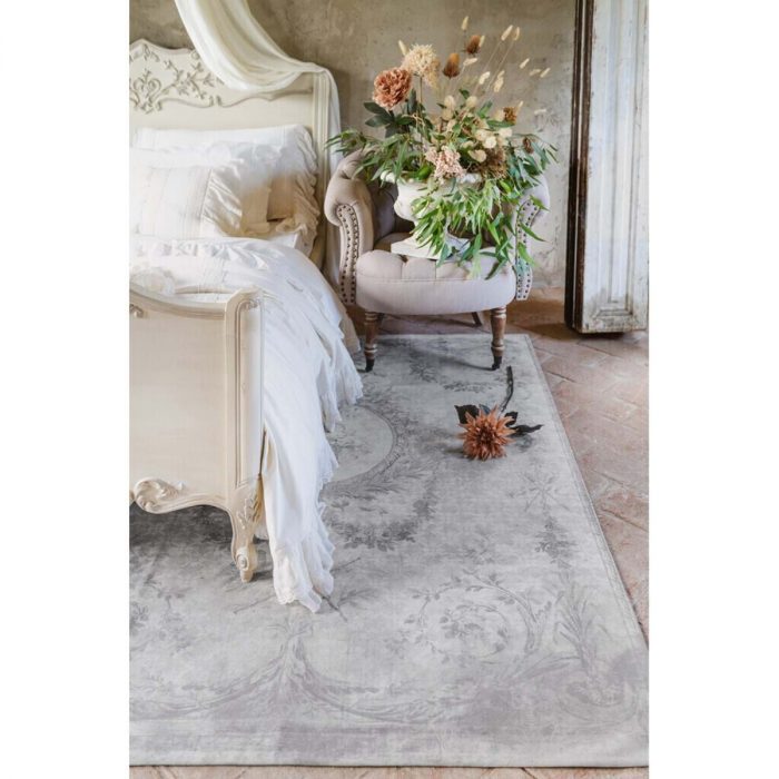 Tapis gris fleurs – Image 2