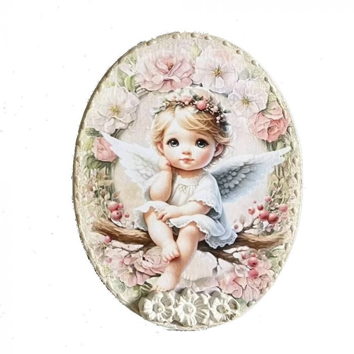 Tableau ovale avec un ange