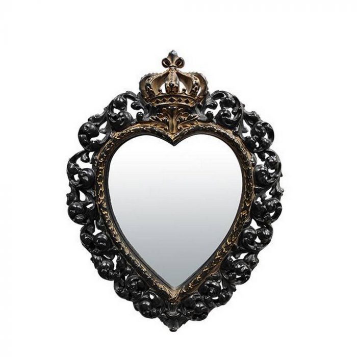 Miroir noir coeur couronne