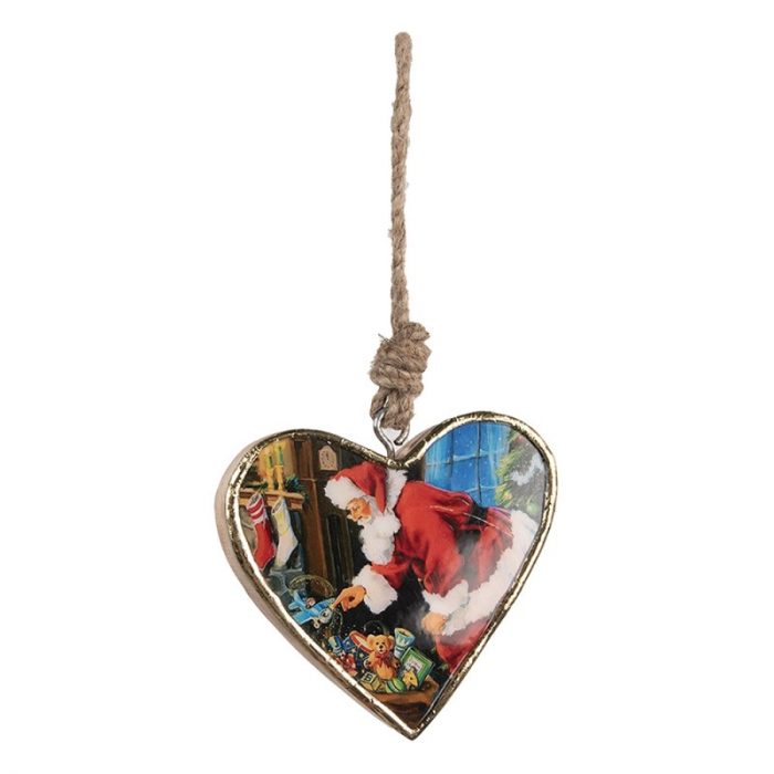 Coeur père-noël en bois