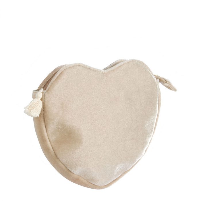Pochette Cœur Velours - Écru – Image 3