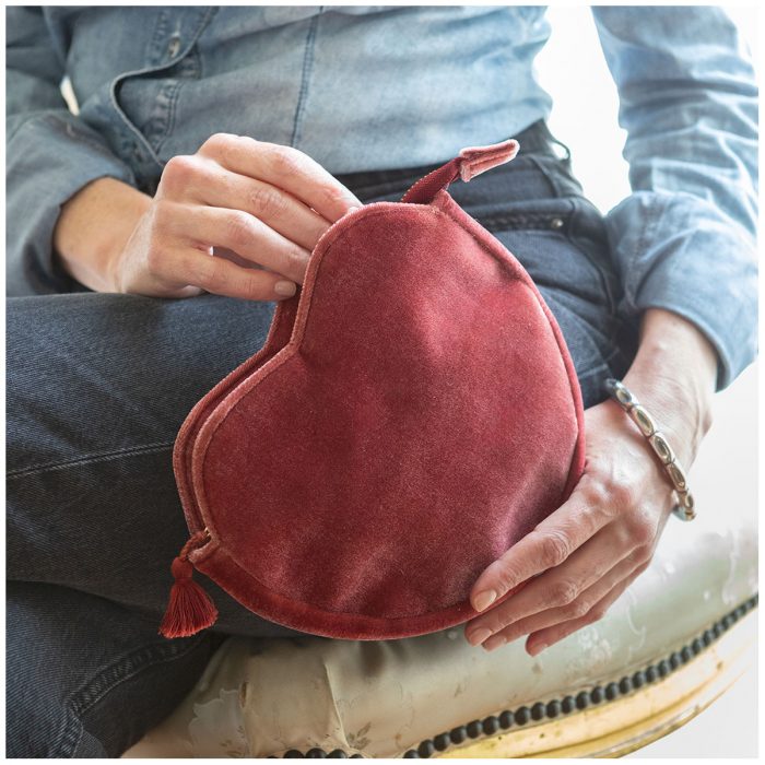 Pochette Cœur Velours - Jaune – Image 2